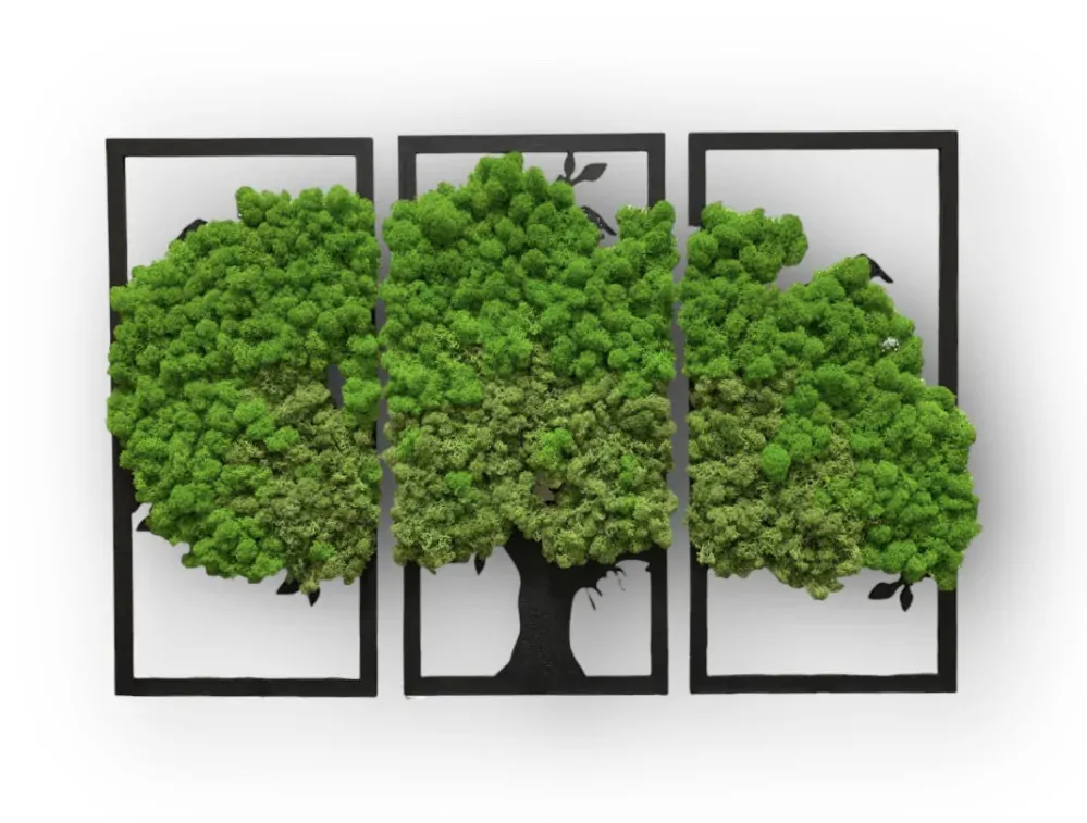 Machový strom života 3x 50x24cm