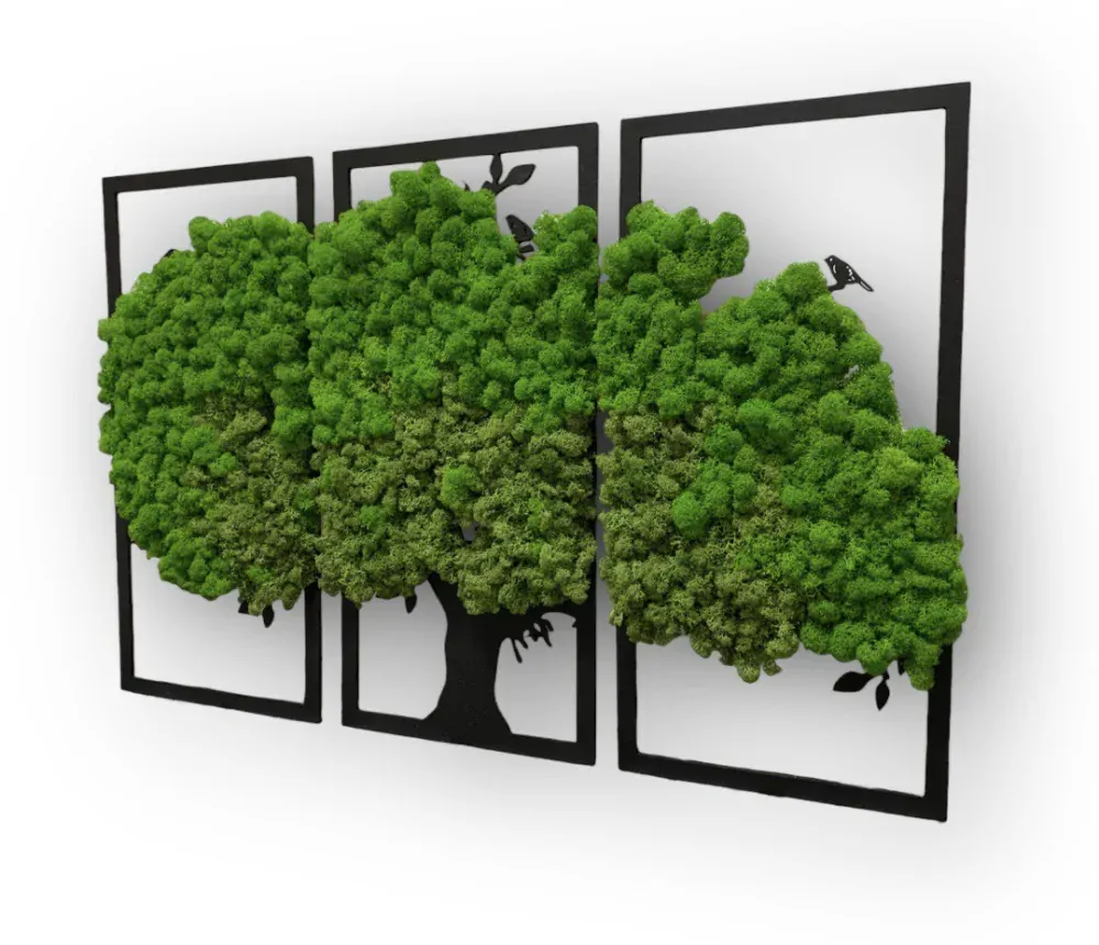 Machový strom života 3x 50x24cm